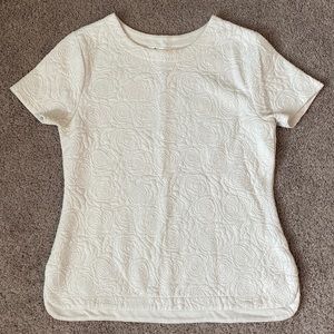 White rose pattern short sleeve blouse